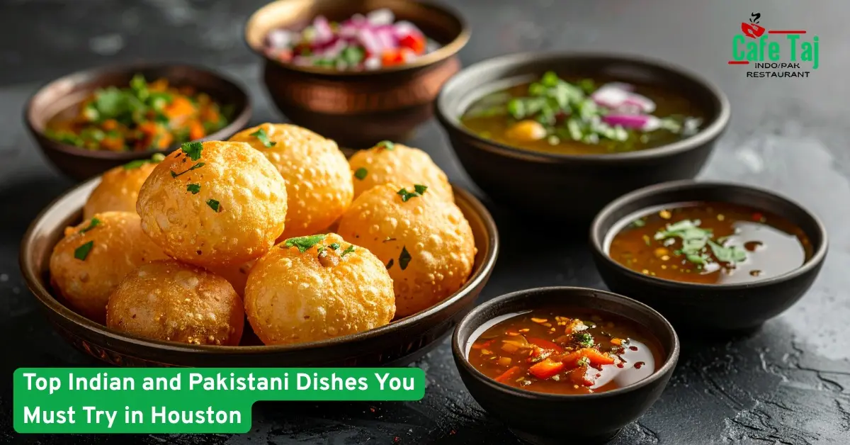 Golden pani puri served with spicy chutneys and fillings showcasing popular Indian and Pakistani street food flavors now