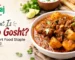 Cafe Taj Aloo Gosht featuring tender meat and potatoes cooked in a rich Pakistani curry, garnished with fresh cilantro.