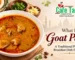 Cafe Taj Goat Paya featuring tender goat trotters in rich, spiced Pakistani curry gravy, served with traditional naan bread.
